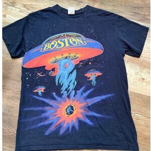 Boston's 2014 Tour Gildan cotton brand navy Sz Medium graphic t-shirt spaceship